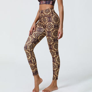 Buddha Gift Flowers Geometric Mandalas Print Sports Fitness Yoga High Waist Leggings Women's Pants
