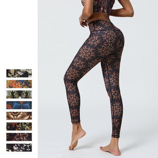 Buddha Gift Flowers Geometric Mandalas Print Sports Fitness Yoga High Waist Leggings Women's Pants