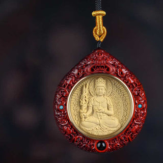 Buddha Gift Chinese Zodiac Natal Buddha Small Leaf Red Sandalwood Ebony Longevity Necklace Pendant