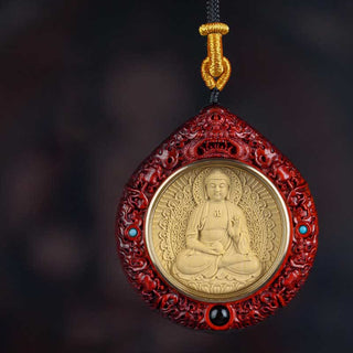 Buddha Gift Chinese Zodiac Natal Buddha Small Leaf Red Sandalwood Ebony Longevity Necklace Pendant
