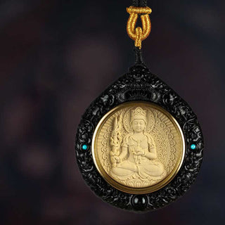 Buddha Gift Chinese Zodiac Natal Buddha Small Leaf Red Sandalwood Ebony Longevity Necklace Pendant