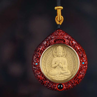 Buddha Gift Chinese Zodiac Natal Buddha Small Leaf Red Sandalwood Ebony Longevity Necklace Pendant