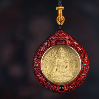 Buddha Gift Chinese Zodiac Natal Buddha Small Leaf Red Sandalwood Ebony Longevity Necklace Pendant