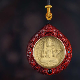 Buddha Gift Chinese Zodiac Natal Buddha Small Leaf Red Sandalwood Ebony Longevity Necklace Pendant