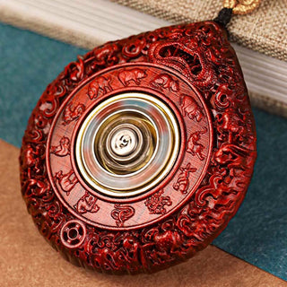 Buddha Gift Chinese Zodiac Natal Buddha Small Leaf Red Sandalwood Ebony Longevity Necklace Pendant
