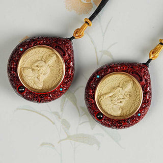 Buddha Gift Chinese Zodiac Natal Buddha Small Leaf Red Sandalwood Ebony Longevity Necklace Pendant