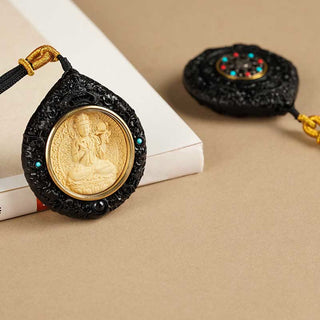 Buddha Gift Chinese Zodiac Natal Buddha Small Leaf Red Sandalwood Ebony Longevity Necklace Pendant