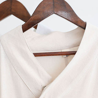 Buddha Gift 2Pcs V-Neck Men's Long Sleeve Shirt Top Pants Meditation Zen Tai Chi Cotton Linen Clothing Set