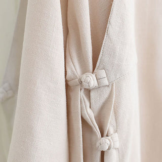 Buddha Gift 2Pcs V-Neck Men's Long Sleeve Shirt Top Pants Meditation Zen Tai Chi Cotton Linen Clothing Set