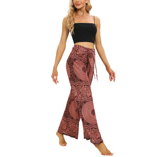 Buddha Gift Boho Lace-up Wide Leg Pants Women's Yoga Pants