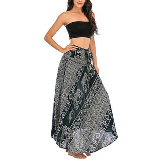 Buddha Gift Two Style Wear Boho Elephant Geometry Lace-up Skirt Dress
