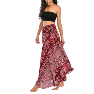 Buddha Gift Two Style Wear Boho Elephant Geometry Lace-up Skirt Dress