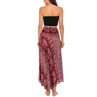 Buddha Gift Two Style Wear Boho Elephant Geometry Lace-up Skirt Dress