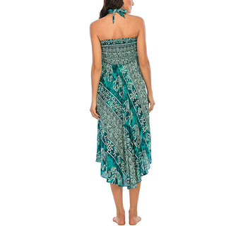 Buddha Gift Two Style Wear Boho Elephant Geometry Lace-up Skirt Dress