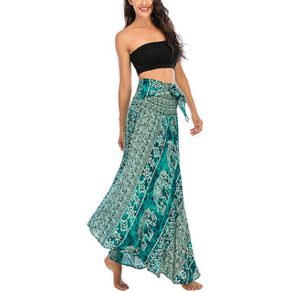 Buddha Gift Two Style Wear Boho Elephant Geometry Lace-up Skirt Dress