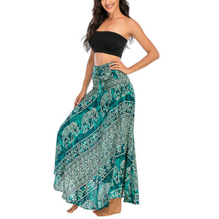Buddha Gift Two Style Wear Boho Elephant Geometry Lace-up Skirt Dress