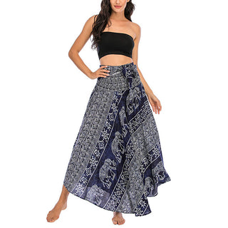Buddha Gift Two Style Wear Boho Elephant Geometry Lace-up Skirt Dress
