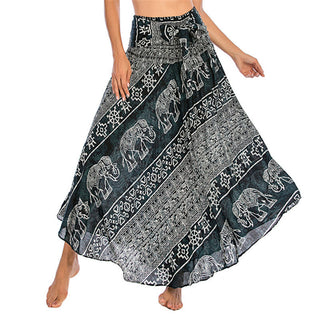 Buddha Gift Two Style Wear Boho Elephant Geometry Lace-up Skirt Dress