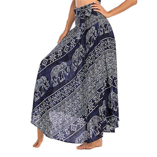 Buddha Gift Two Style Wear Boho Elephant Geometry Lace-up Skirt Dress