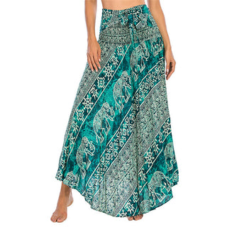 Buddha Gift Two Style Wear Boho Elephant Geometry Lace-up Skirt Dress
