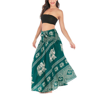 Buddha Gift Two Style Wear Bohemian Summer Elephant Lines Lace-up Skirt Dress