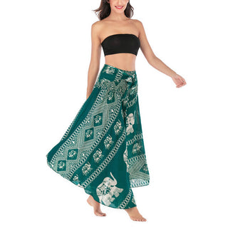 Buddha Gift Two Style Wear Bohemian Summer Elephant Lines Lace-up Skirt Dress