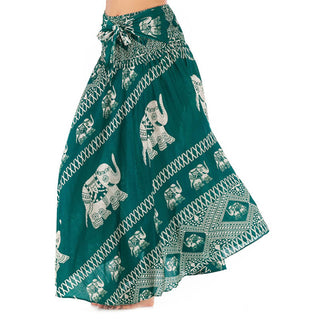 Buddha Gift Two Style Wear Bohemian Summer Elephant Lines Lace-up Skirt Dress