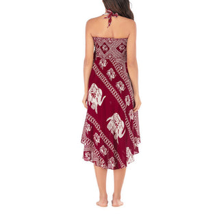 Buddha Gift Two Style Wear Bohemian Summer Elephant Lines Lace-up Skirt Dress