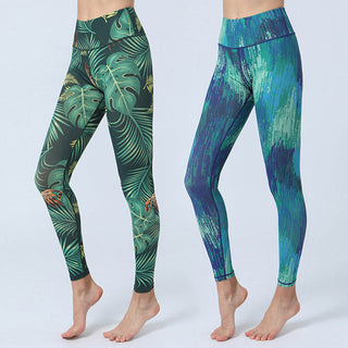 Buddha Gift Leaves Print Sports Fitness Yoga High Waist Leggings Women's Yoga Pants