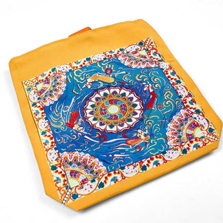 Buddha Gift Dunhuang Flying Apsaras Lotus Buddha Statues Canvas Handbag