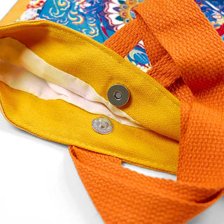 Buddha Gift Dunhuang Flying Apsaras Lotus Buddha Statues Canvas Handbag