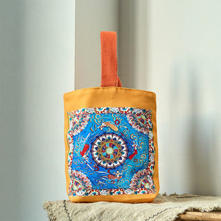 Buddha Gift Dunhuang Flying Apsaras Lotus Buddha Statues Canvas Handbag