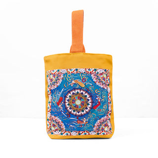 Buddha Gift Dunhuang Flying Apsaras Lotus Buddha Statues Canvas Handbag