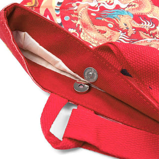 Buddha Gift Chinese Dragon Persimmon Canvas Handbag