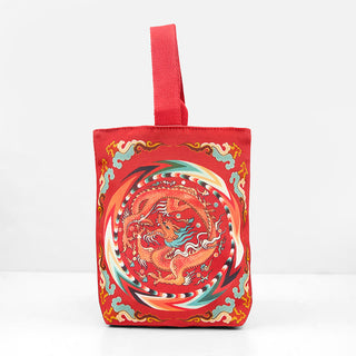 Buddha Gift Chinese Dragon Persimmon Canvas Handbag