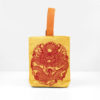 Buddha Gift Chinese Dragon Persimmon Canvas Handbag