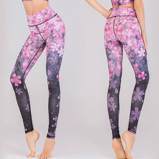 Buddha Gift Lotus Cherry Blossom Gradient Peacock Print Lycra Fabric Fitness Leggings Women's Yoga Pants