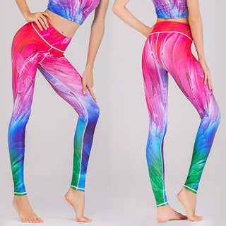 Buddha Gift Lotus Cherry Blossom Gradient Peacock Print Lycra Fabric Fitness Leggings Women's Yoga Pants