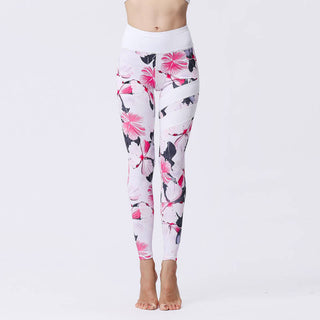 Buddha Gift Flower Petal Leaves Print Sports Exercise Fitness High Waist Leggings Women's Yoga Pants