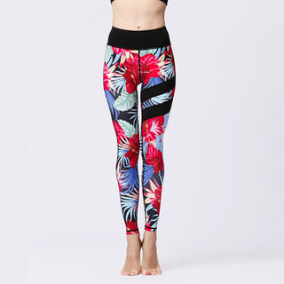 Buddha Gift Flower Petal Leaves Print Sports Exercise Fitness High Waist Leggings Women's Yoga Pants