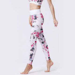 Buddha Gift Flower Petal Leaves Print Sports Exercise Fitness High Waist Leggings Women's Yoga Pants