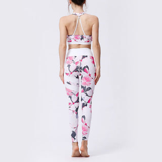 Buddha Gift Flower Petal Leaves Print Sports Exercise Fitness High Waist Leggings Women's Yoga Pants