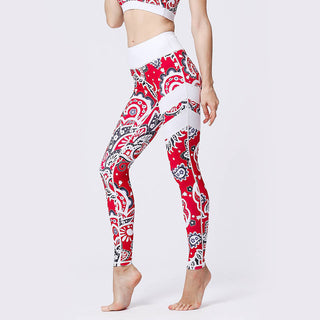 Buddha Gift Flower Petal Leaves Print Sports Exercise Fitness High Waist Leggings Women's Yoga Pants