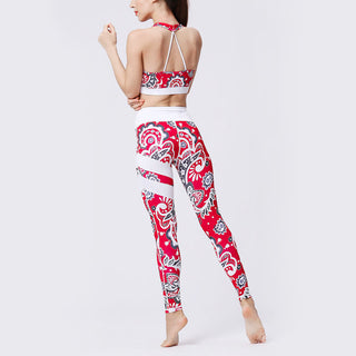Buddha Gift Flower Petal Leaves Print Sports Exercise Fitness High Waist Leggings Women's Yoga Pants