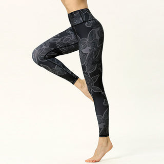 Buddha Gift Simple Leaves Print Sports Fitness Leggings Women's Yoga Pants