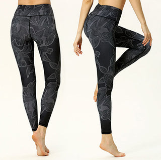 Buddha Gift Simple Leaves Print Sports Fitness Leggings Women's Yoga Pants