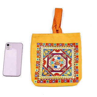 Buddha Gift Dunhuang Flying Apsaras Lotus Buddha Statues Canvas Handbag