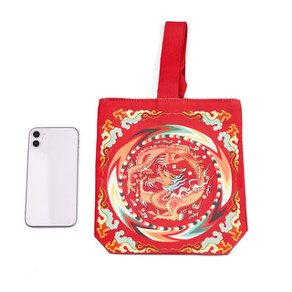 Buddha Gift Chinese Dragon Persimmon Canvas Handbag