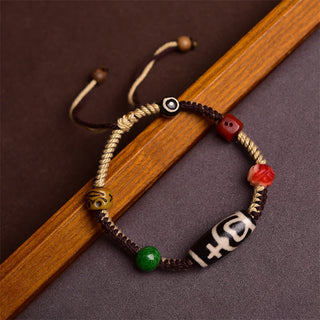 Buddha Gift Handmade Tibetan Dzi Bead Wealth Braided Rope Bracelet