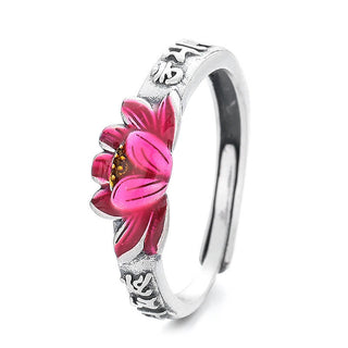 Buddha Gift 925 Sterling Silver Om Mani Padme Hum Lotus Relief Peace Ring